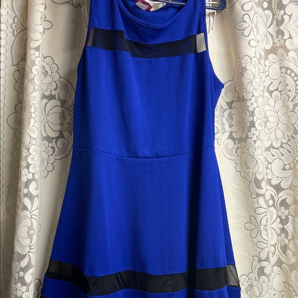 New Annabelle Royal Blue Mini Dress with Black Accents
